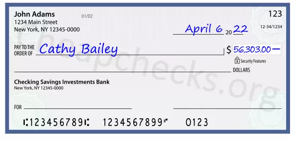 56303.00 dollars written on a check