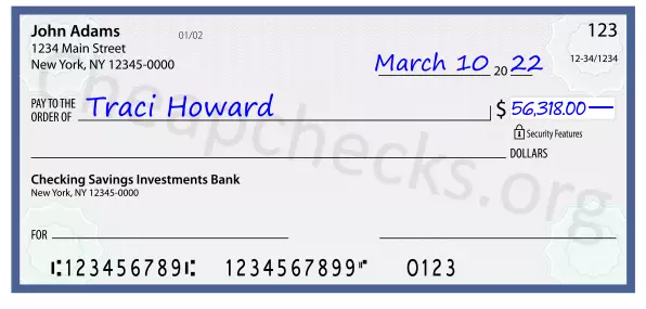 56318.00 dollars written on a check
