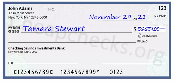 56654.00 dollars written on a check