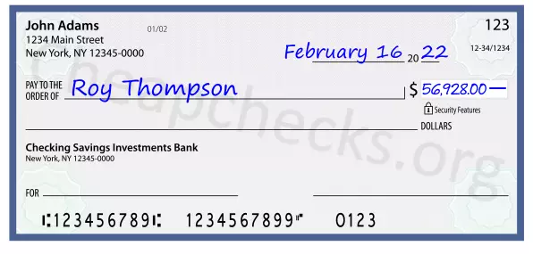 56928.00 dollars written on a check