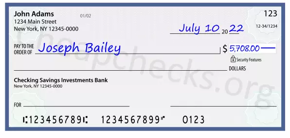 5708.00 dollars written on a check