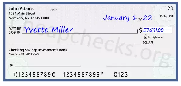 57691.00 dollars written on a check