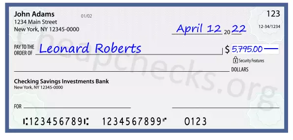 5795.00 dollars written on a check