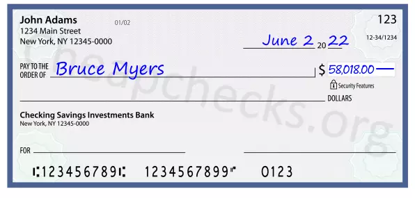 58018.00 dollars written on a check