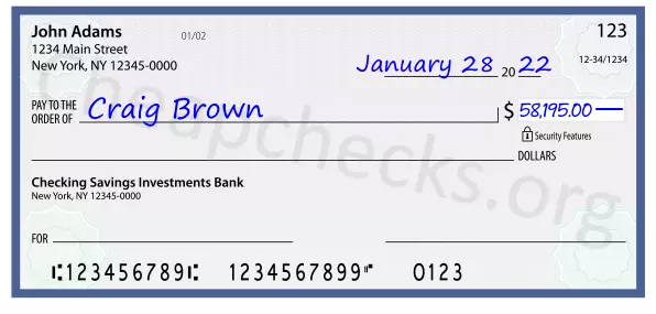 58195.00 dollars written on a check