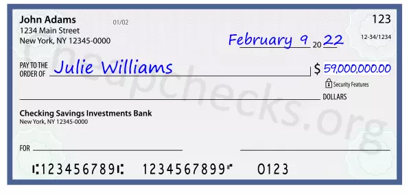 59000000.00 dollars written on a check