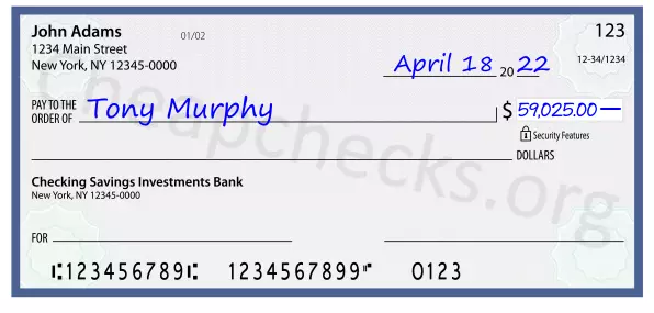 59025.00 dollars written on a check