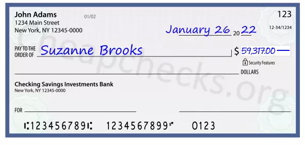 59317.00 dollars written on a check