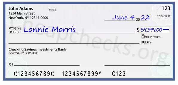 59394.00 dollars written on a check