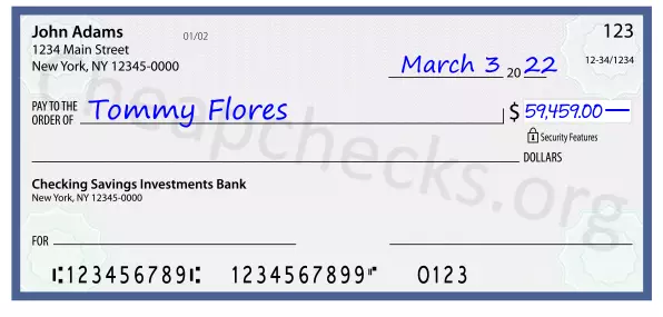 59459.00 dollars written on a check