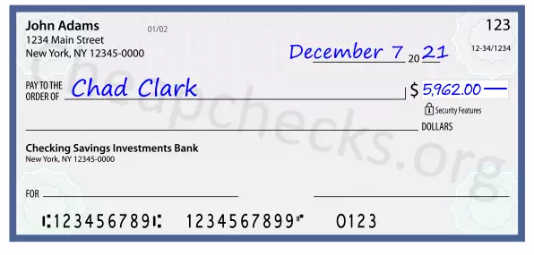 5962.00 dollars written on a check