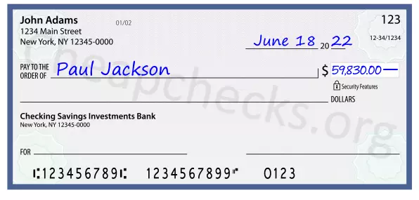59830.00 dollars written on a check