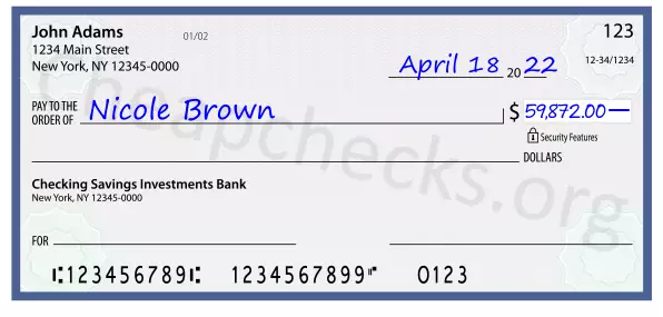 59872.00 dollars written on a check