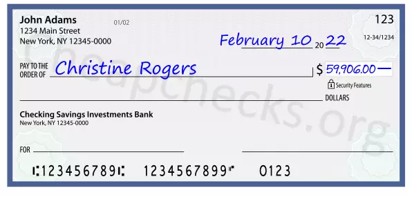 59906.00 dollars written on a check