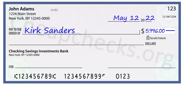 5996.00 dollars written on a check