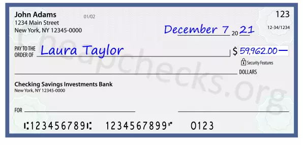 59962.00 dollars written on a check