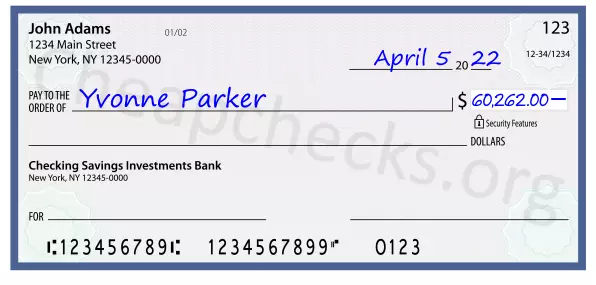 60262.00 dollars written on a check