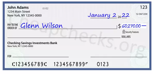 60270.00 dollars written on a check