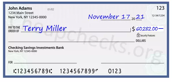 60282.00 dollars written on a check