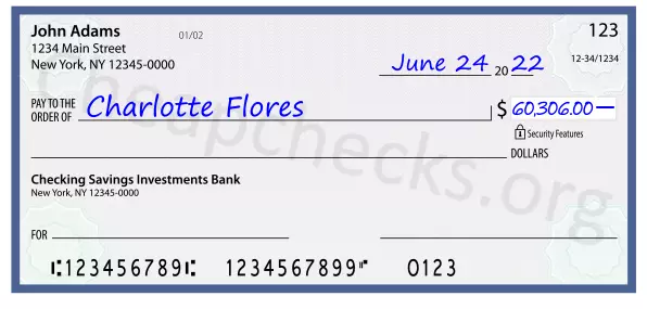 60306.00 dollars written on a check