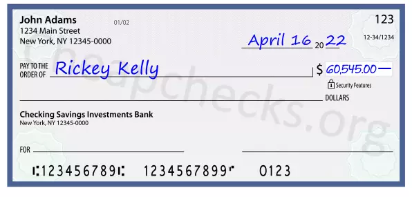 60545.00 dollars written on a check