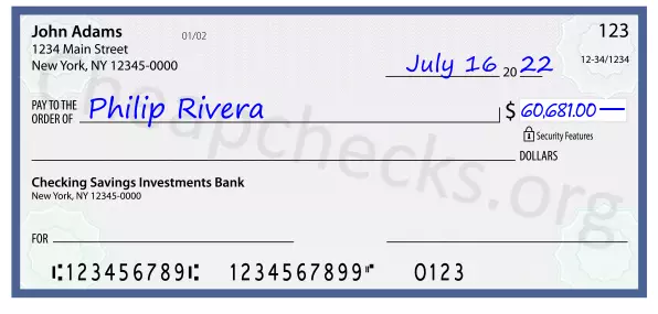 60681.00 dollars written on a check