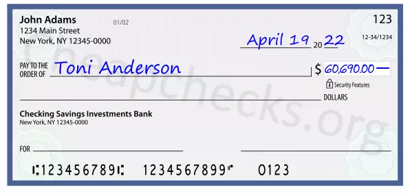 60690.00 dollars written on a check