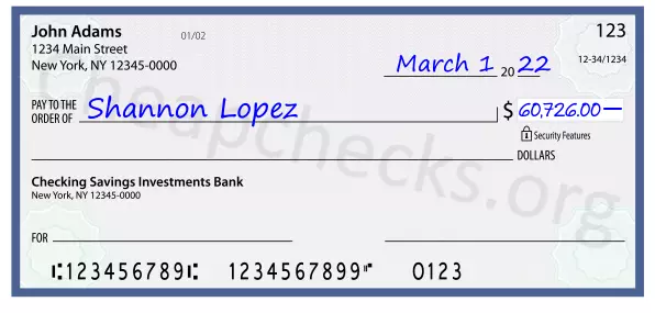 60726.00 dollars written on a check