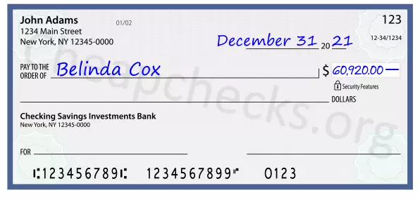 60920.00 dollars written on a check