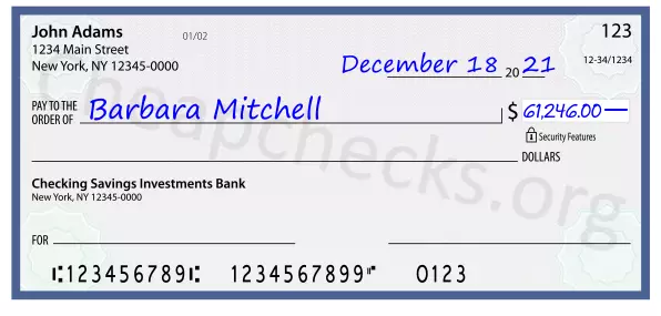 61246.00 dollars written on a check