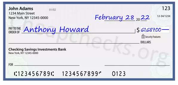 61687.00 dollars written on a check