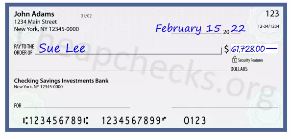 61728.00 dollars written on a check