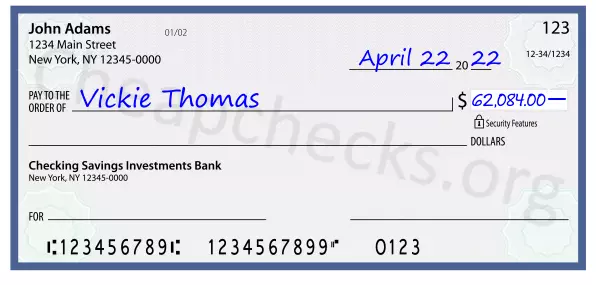 62084.00 dollars written on a check