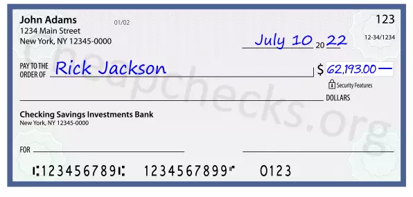 62193.00 dollars written on a check