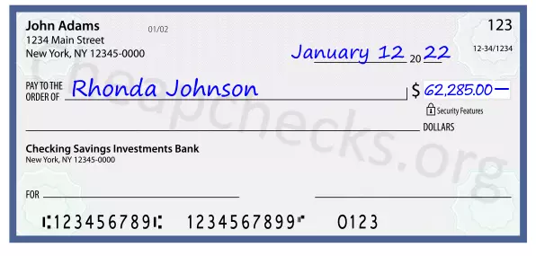 62285.00 dollars written on a check