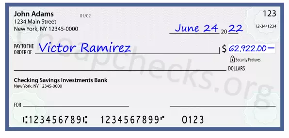 62922.00 dollars written on a check