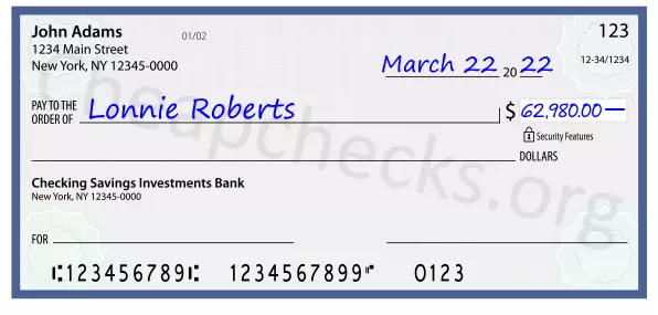62980.00 dollars written on a check