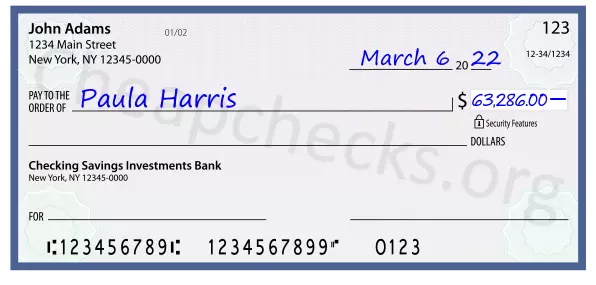 63286.00 dollars written on a check