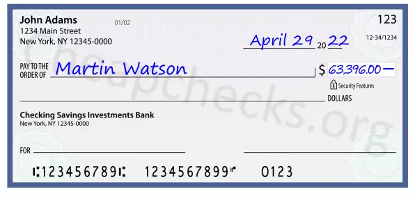 63396.00 dollars written on a check