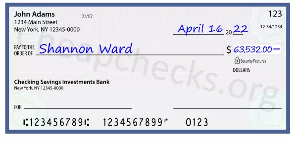 63532.00 dollars written on a check