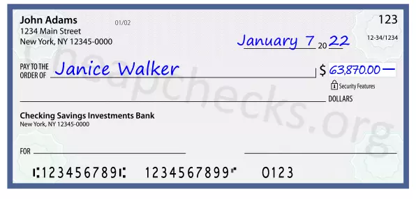 63870.00 dollars written on a check