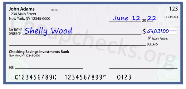 64031.00 dollars written on a check