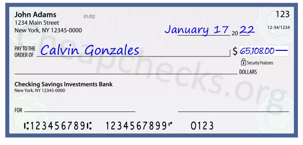 65108.00 dollars written on a check