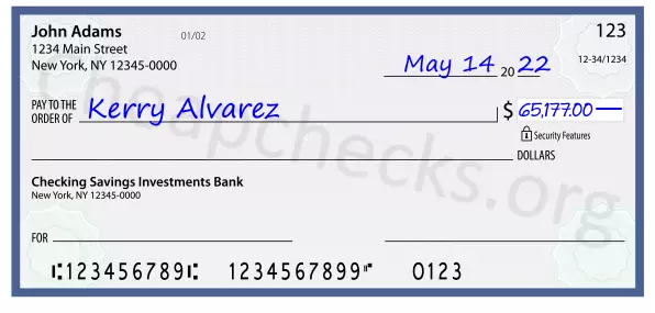 65177.00 dollars written on a check