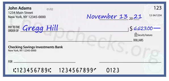 6623.00 dollars written on a check