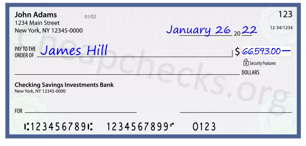 66593.00 dollars written on a check