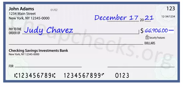 66906.00 dollars written on a check