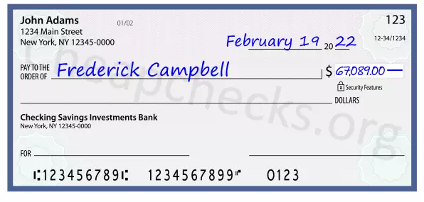 67089.00 dollars written on a check