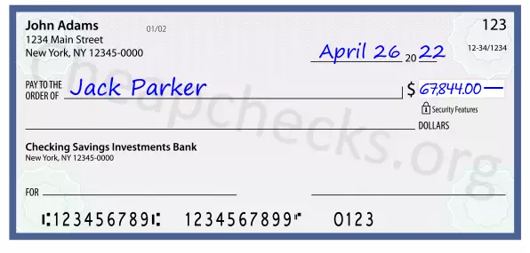 67844.00 dollars written on a check