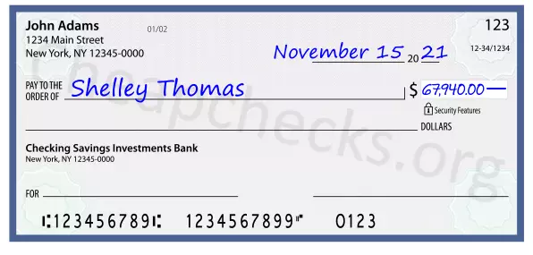 67940.00 dollars written on a check